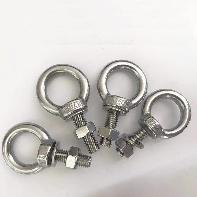 [Australia - AusPower] - HYXXYY Shoulder Eye Bolt, M10 304 Stainless Steel Eye Bolts 3/8"x1.18" Eye Bolts Heavy Duty Screw Bolt with Washer and Nuts Set Muti-Function for Indoor Outdoor, 10mm x 30mm, 4 Pack 