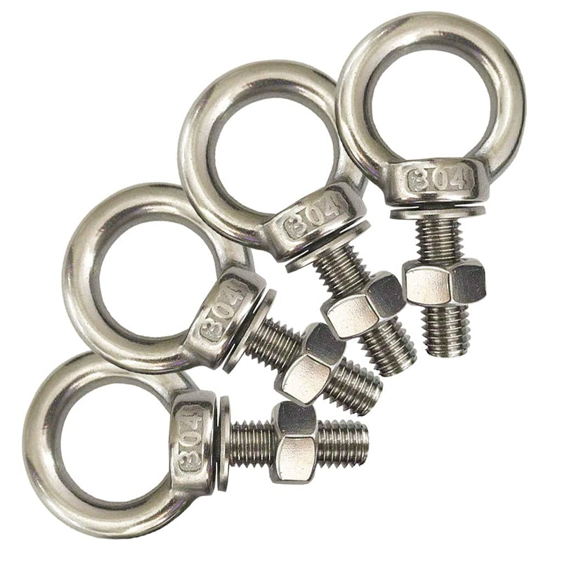 [Australia - AusPower] - HYXXYY Shoulder Eye Bolt, M10 304 Stainless Steel Eye Bolts 3/8"x1.18" Eye Bolts Heavy Duty Screw Bolt with Washer and Nuts Set Muti-Function for Indoor Outdoor, 10mm x 30mm, 4 Pack 