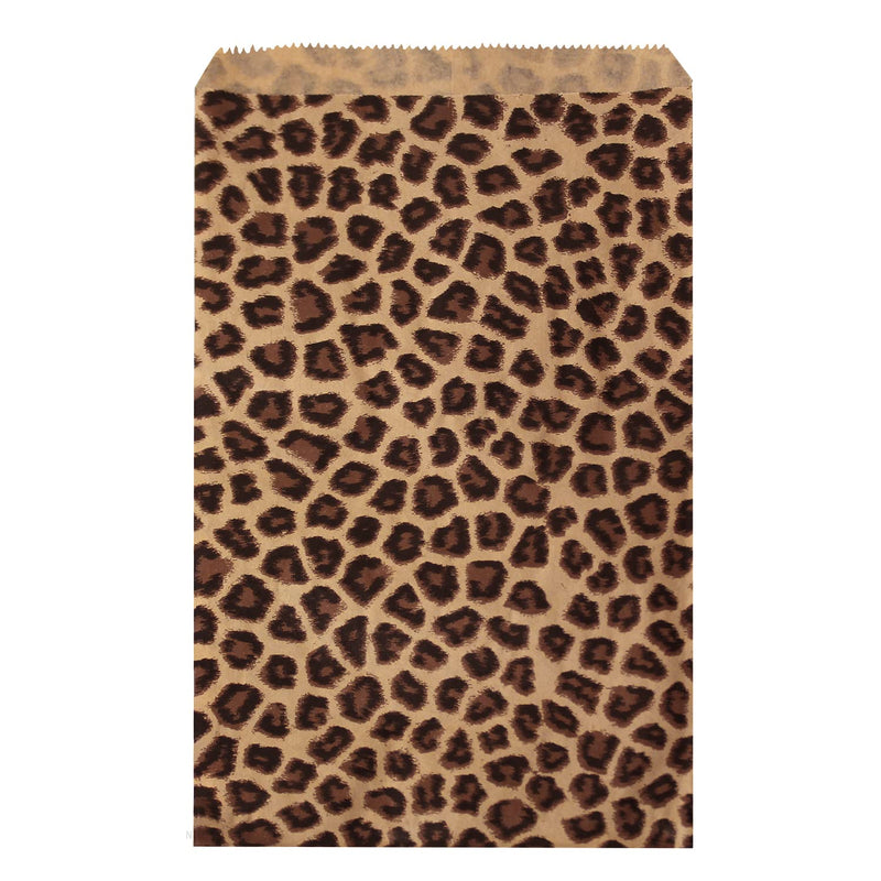 [Australia - AusPower] - Ikee Design 200 Pcs of 6" X 9" Flat Plain Leopard Prints Paper or Patterned Kraft Bags for Candy, Cookies, Merchandise, Party Favors, Gift Bags, Small Paper Bags 1) Leopard Pattern 