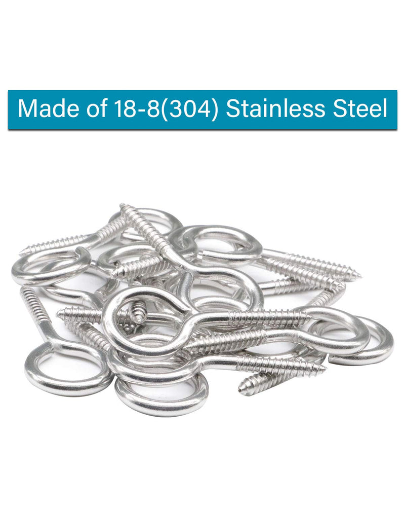 [Australia - AusPower] - IMScrews 20Pcs 1-3/4 Inch Screw Eyes Small Eyelet Screws Lag Eyebolt Heavy Duty Hook 304 Stainless Steel 20Pcs #10 x 1-3/4" 