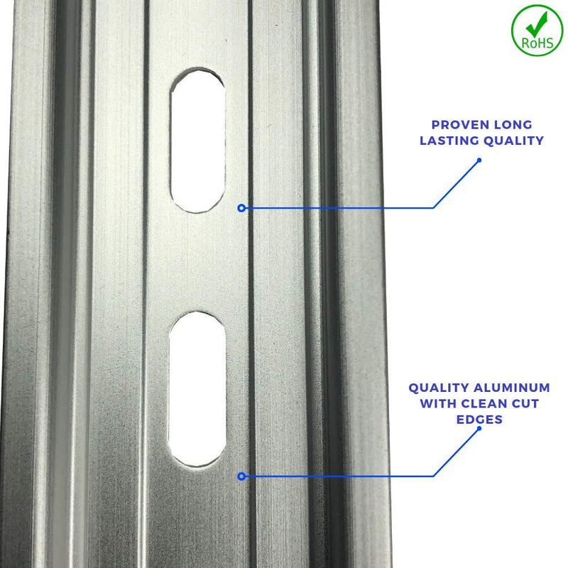 [Australia - AusPower] - 2 Pieces DIN Rail Slotted Aluminum RoHS 12" Inches Long 35mm Wide 7.5mm High 