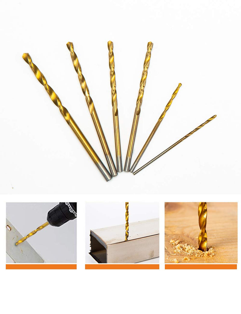 [Australia - AusPower] - INTOO Mini Drill Bit Set 60 Pcs+12 Pcs Free High Speed Steel HSS Titanium Micro Drill Bits 3/64"-1/8" Metal,Plastic,Wood Drill Bit Sets Small Drill Bit 