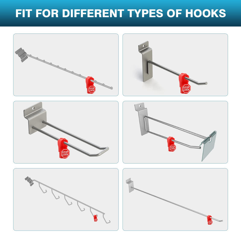 [Australia - AusPower] - IRONWALLS 100PCS Peg Hook Locks Stop Locks, 6mm Plastic Anti Theft Stop Locks Pegboard Locks 