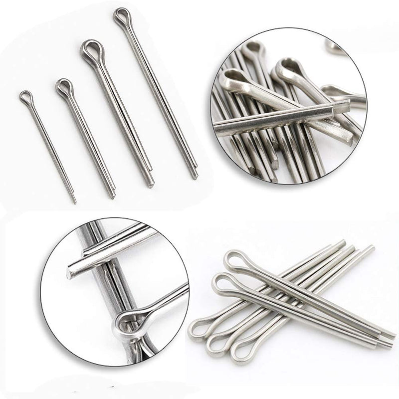 [Australia - AusPower] - ISPINNER 150pcs 304 Stainless Steel Cotter Pin Clip Key Fastener Fitting Assortment Kit 