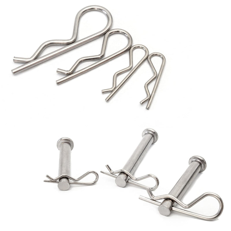 [Australia - AusPower] - ISPINNER 100pcs 304 Stainless Steel Cotter Pins Assortment Kit, 7 Sizes R Clips for Hitch Pin Lock Systems 