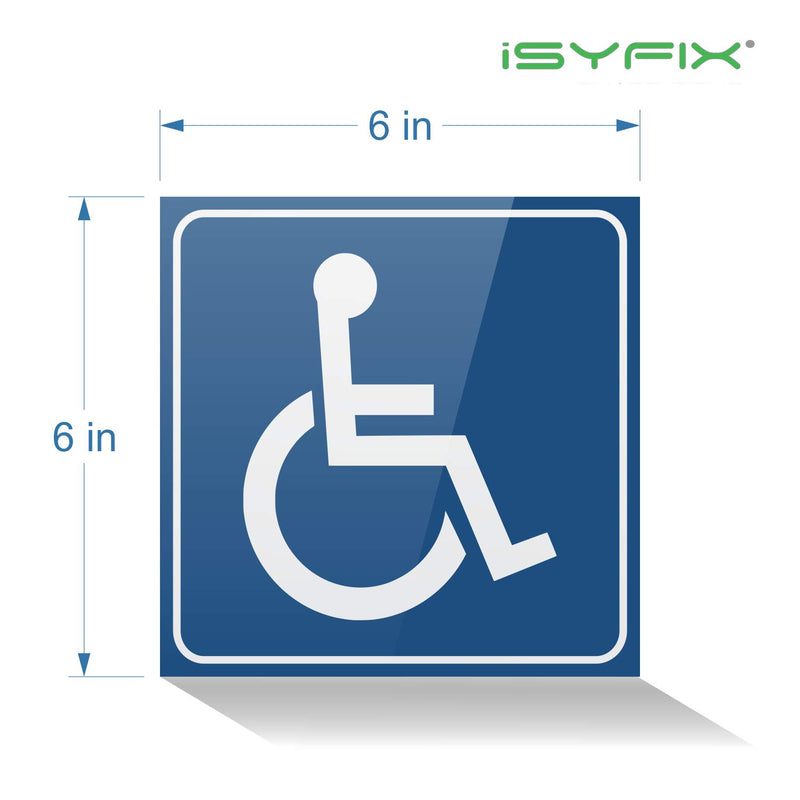 [Australia - AusPower] - Handicap Signs Stickers Decal Symbol - 4 pack, 6x6 inch - ADA Compliant - Disable Wheelchair Sign, Disability Sticker, Premium Self-Adhesive Vinyl, Laminated, Indoor & Outdoor Medium Dark Blue 