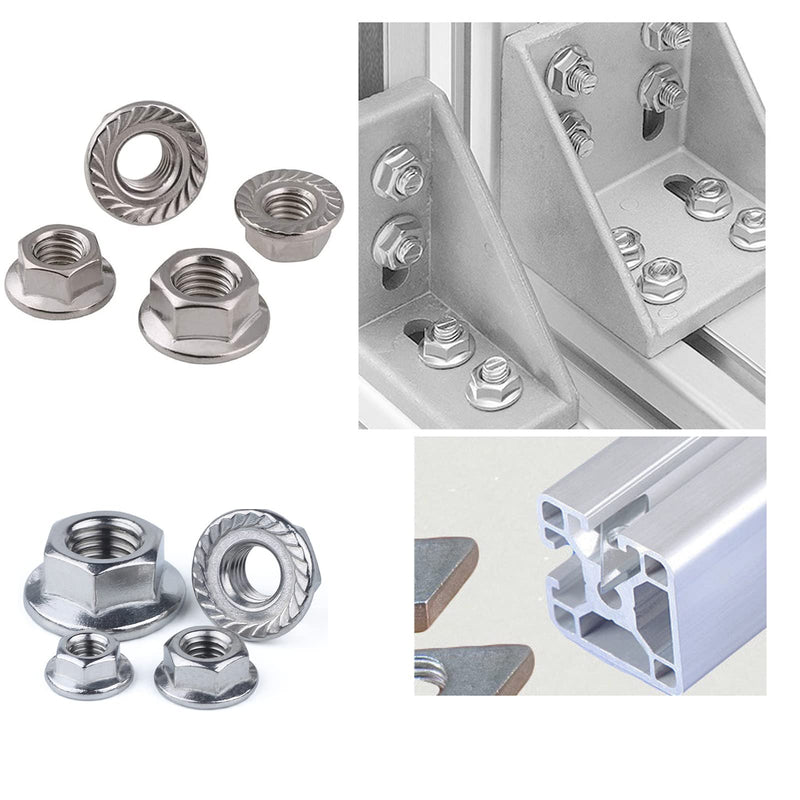 [Australia - AusPower] - 20pcs M6 Hexagon Flange Nuts, Carbon Steel Nickel Plated for Hammer Head Bolt T Screw T-Slot Aluminum Profile,High Strength?Dedicated for T-Bolt Flange Nuts M6 Flange Nuts?20Pcs? 