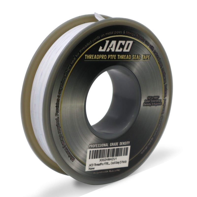 [Australia - AusPower] - JACO ThreadPro PTFE Thread Seal Tape - 1/2" x 100 ft. (Mega Roll) | Professional-Grade Thread Sealant (Cool Gray) 1/2" x 1200" (1 Pack) 