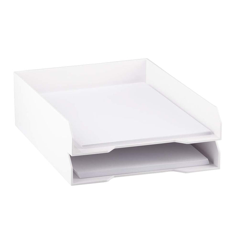 [Australia - AusPower] - JAM PAPER Stackable Paper Trays - White - Desktop Document, Letter, File Organizer Tray - Sold Individually Pack of One (1) Tray 