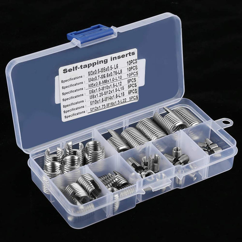 [Australia - AusPower] - 50PCS Threaded Inserts,Self-Tapping Thread Insert,M3-M12 Thread Reinforce Repair Tool Self Tapping Thread Inserts Set for Plastic Copper 