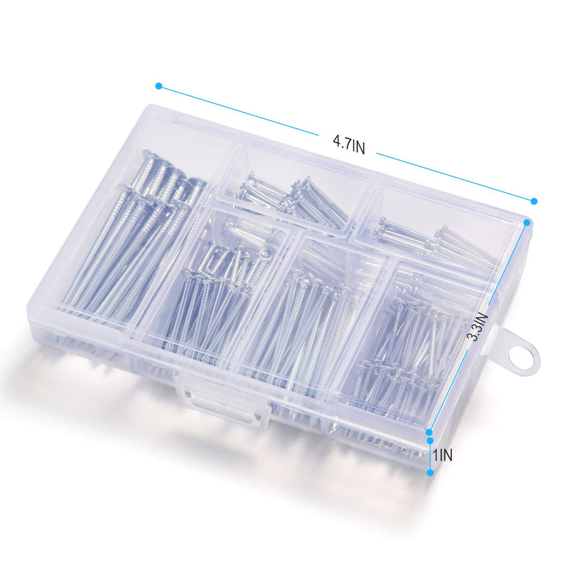 [Australia - AusPower] - 376pcs Premium Hardware Nails Assortment Kit, Maximum Length 2 Inches Galvanized Nails, Picture Hanging Nails, Wood Nails, Wall Nails with Storage Box | 6 Sizes 