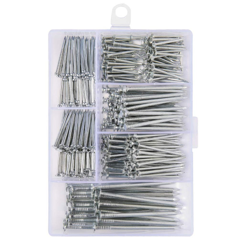 [Australia - AusPower] - 376pcs Premium Hardware Nails Assortment Kit, Maximum Length 2 Inches Galvanized Nails, Picture Hanging Nails, Wood Nails, Wall Nails with Storage Box | 6 Sizes 