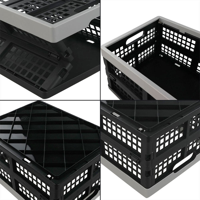 [Australia - AusPower] - Jekiyo 16-Liter Folding Crates Storage, Collapsible Container Plastic, Set of 1 black 