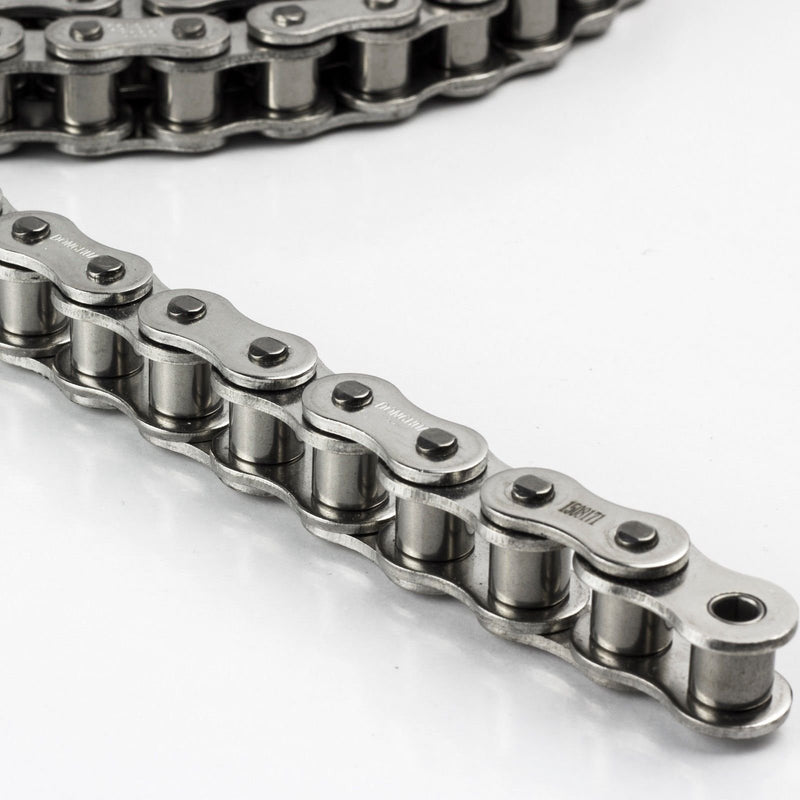 Jeremywell 35 SS stainless steel roller chain, 5 feet with 1 connecting link, durable industrial roller chain for machinery.