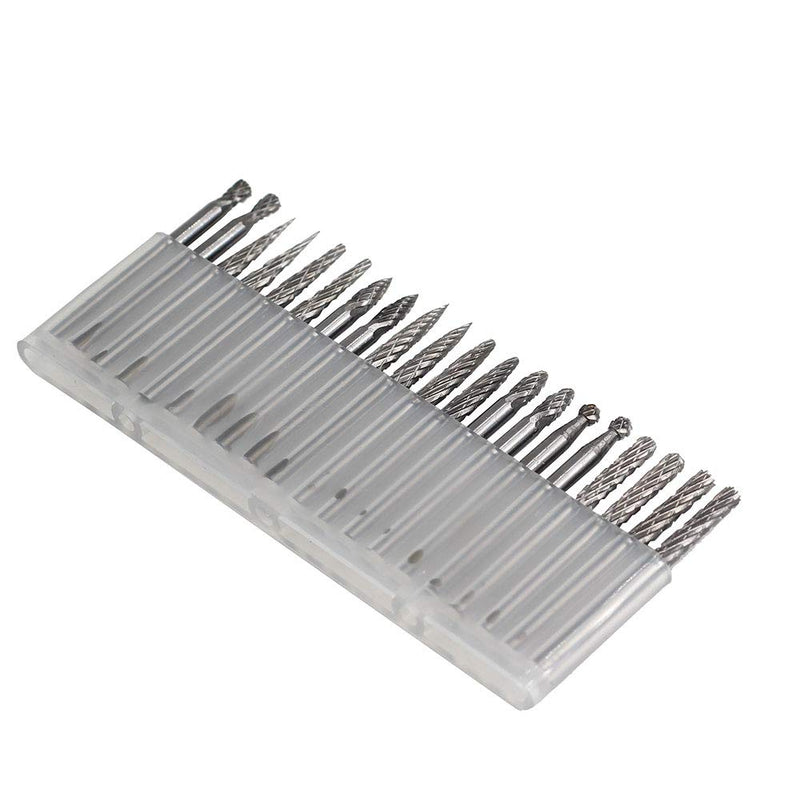 [Australia - AusPower] - Carbide Burrs Set JESTUOUS 1/8 Shank Diameter Double Cut Tungsten Carbide Burs Rotary File Carving Grinding Bit for Die Grinder Rotary Drill Tool 20pcs 
