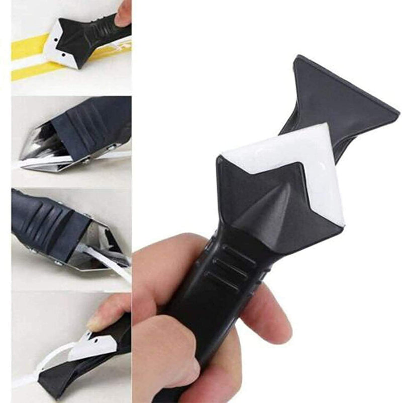[Australia - AusPower] - 3 in 1 Silicone Caulking Tools, Glass Glue Angle Scraper, stainless steelhead Caulk Remover and Sealant Scraper, For Kitchen Bathroom Window And Frames Sealant Seals (1 Pack) 3 in 1 