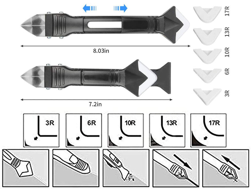 [Australia - AusPower] - 3 in 1 Silicone Caulking Tools, Glass Glue Angle Scraper, stainless steelhead Caulk Remover and Sealant Scraper, For Kitchen Bathroom Window And Frames Sealant Seals (1 Pack) 3 in 1 