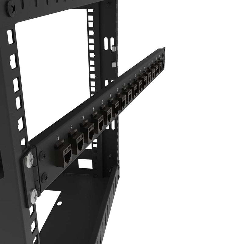 [Australia - AusPower] - Jingchengmei 16-Port 1U Hinged Rack Blank Patch Panel for Keystone Jack Cat.6 or Cat.5E, 19" Rackmount (H1UKS16H, Black) H1UKS16H 