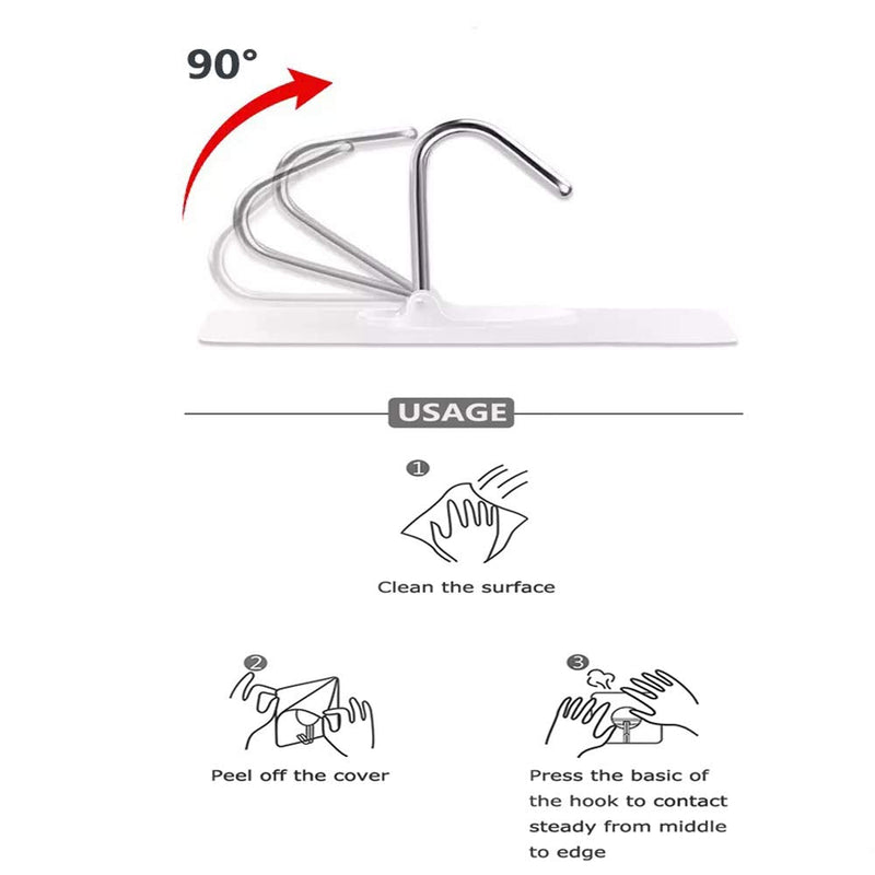 [Australia - AusPower] - JINSHUNFA Wall Hooks 13lb(Max) Transparent Reusable Seamless Hooks,Waterproof and Oilproof,Bathroom Kitchen Heavy Duty Self Adhesive Hooks,8 Pack 8 Hooks 