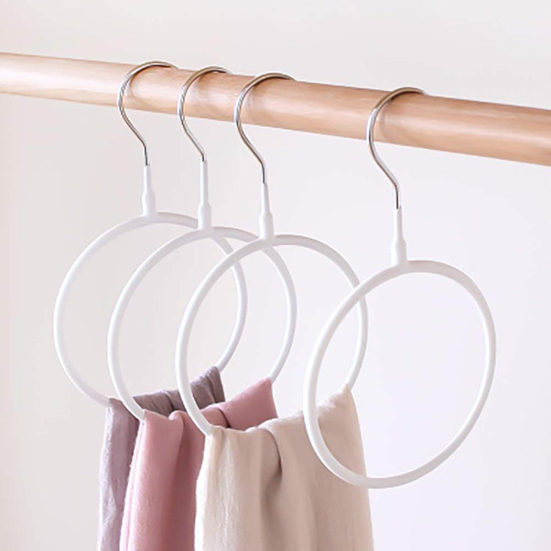 [Australia - AusPower] - Joyindecor Belt/Scarf Hangers for Closet - 8 PCS Nonslip Steel Tie Rings Holder Organizer for Neckties, Shawls Scarves, Pashminas (White) White 