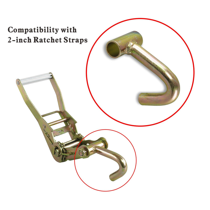[Australia - AusPower] - JOYOKYOPK Finger Tube J Hook Compatible with 2 Inch Ratchet Straps, for Car Hauler Straps Tie Down Cargo in Trucks, Trailers, Tow Dolly (2 Pack J Hook) 2 Pack J Hook 