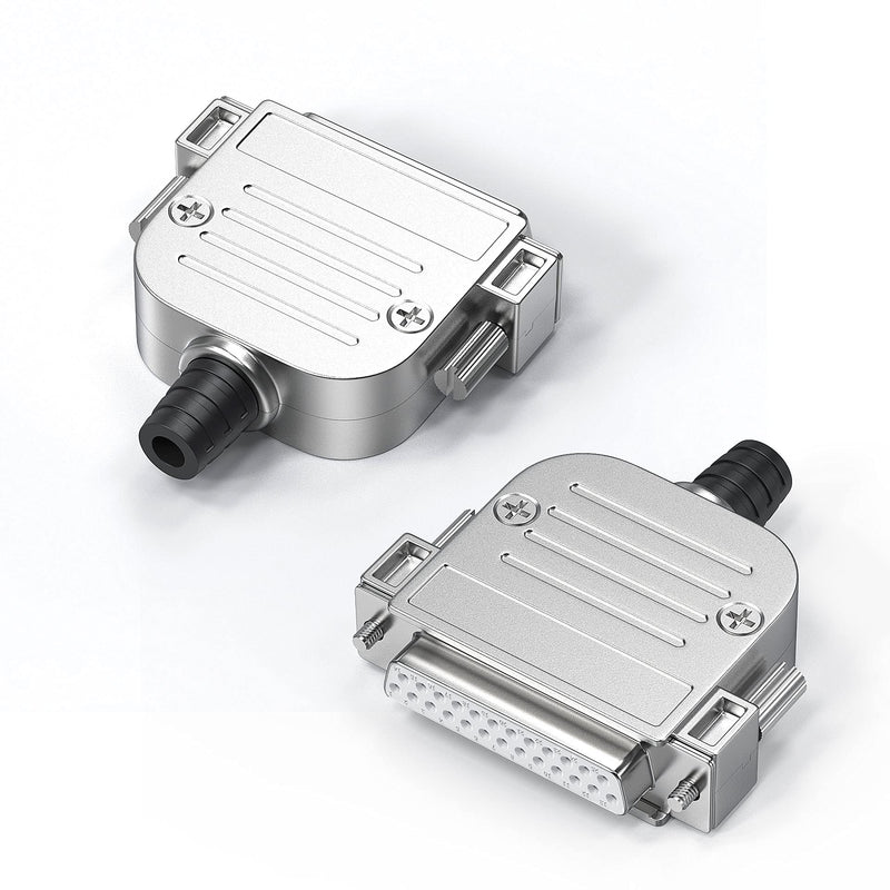 [Australia - AusPower] - 2pack DB25 Female connectors with Metal Cover, 2-Row D-SUB 25 pin Serial Connector , DB25 adapters (2PCS DB25 Female+Metal Hood) 2PCS (DB25 Female+Metal hood) 