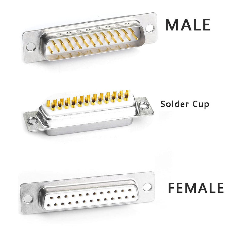 [Australia - AusPower] - 2pack DB25 Female connectors with Metal Cover, 2-Row D-SUB 25 pin Serial Connector , DB25 adapters (2PCS DB25 Female+Metal Hood) 2PCS (DB25 Female+Metal hood) 