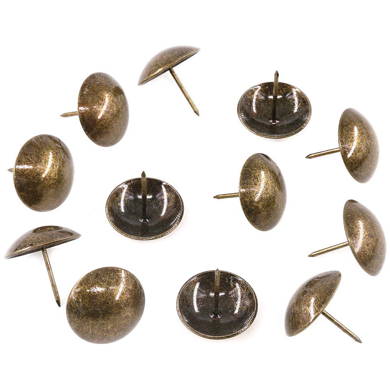 Keadic 60-pack bronze upholstery tacks with 1-3/16 inch diameter, ideal for furniture, cork boards, and DIY projects.