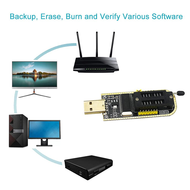 [Australia - AusPower] - KeeYees SOP8 SOIC8 Test Clip and CH341A USB Programmer Flash for Most of 24 25 Series EEPROM BIOS Chip with PDF Tutorial 