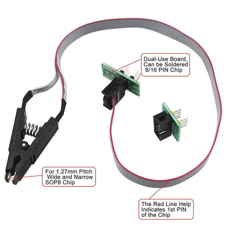[Australia - AusPower] - KeeYees SOP8 SOIC8 Test Clip and CH341A USB Programmer Flash for Most of 24 25 Series EEPROM BIOS Chip with PDF Tutorial 