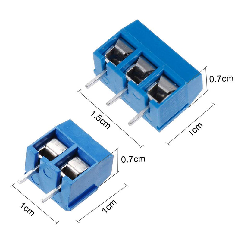 [Australia - AusPower] - KeeYees 60pcs 5mm Pitch 2 Pin & 3 Pin PCB Mount Screw Terminal Block Connector for Arduino (50 x 2 Pin, 10 x 3 Pin) 