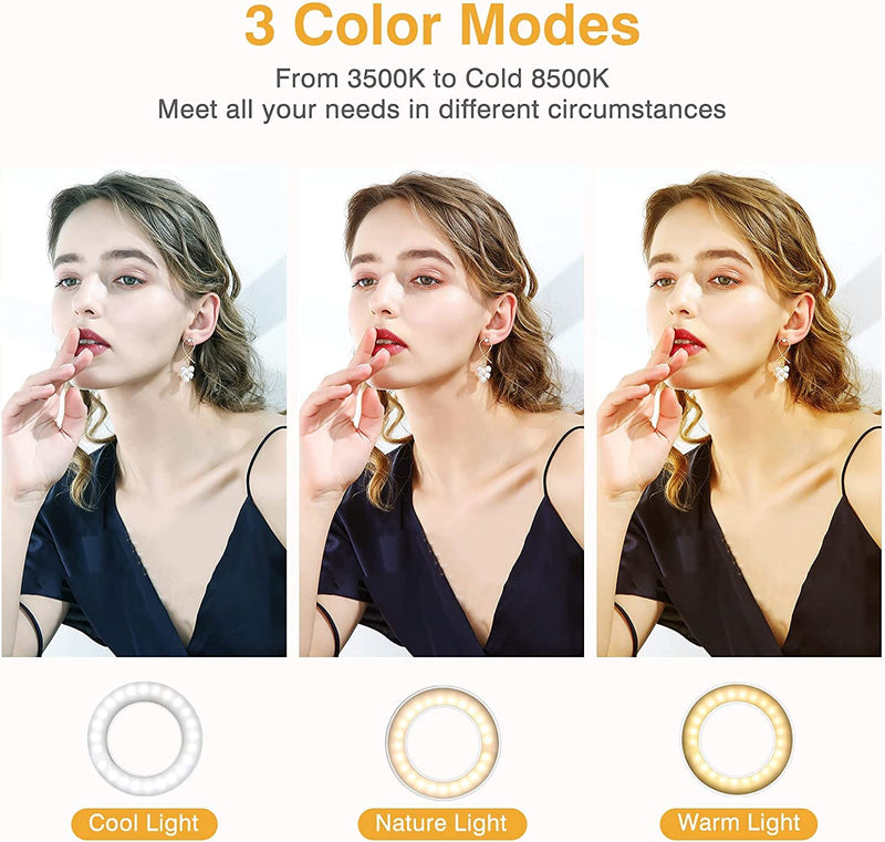 [Australia - AusPower] - Clip on Ring Light, Kimwood Rechargeable 60 LED Selfie Ring Light for Phone, Laptop, Tablet (3 Models, 5 Level Brightness) 
