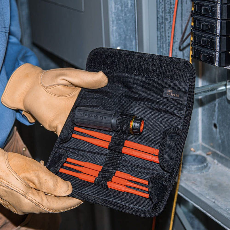 [Australia - AusPower] - Klein Tools 32288 Insulated Screwdriver, 8-in-1 Screwdriver Set with Interchangeable Blades, 3 Phillips, 3 Slotted and 2 Square Tips 