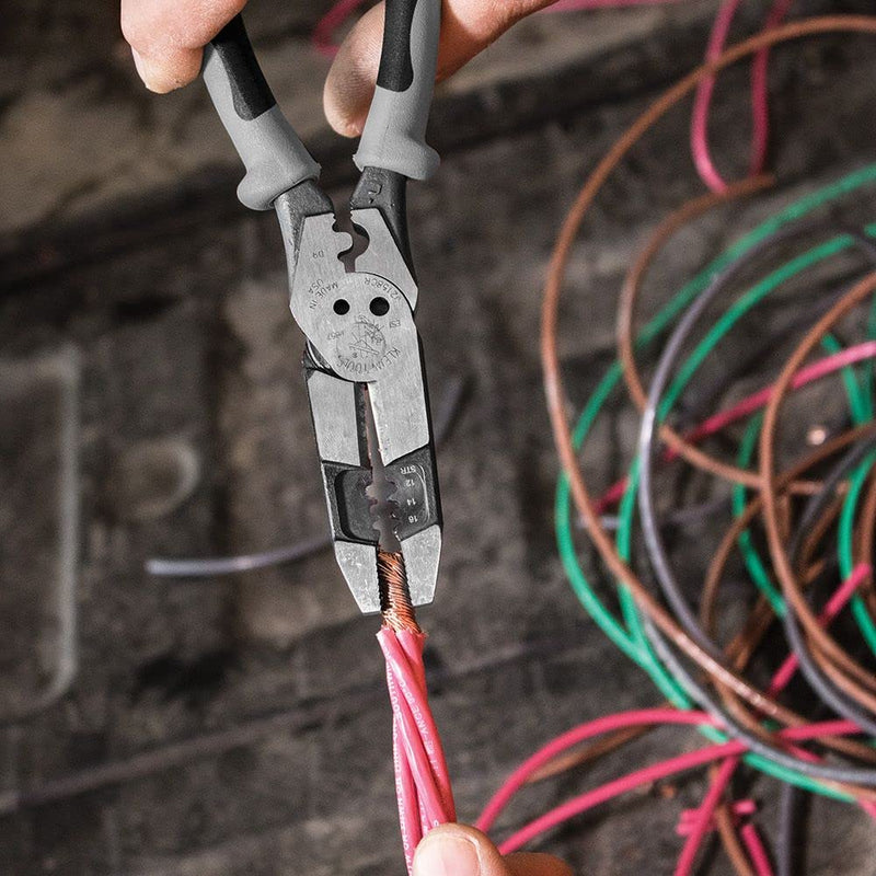 [Australia - AusPower] - Klein Tools J215-8CR Multitool Pliers, Hybrid Multi Purpose Tool / Crimper, Wire Stripper, Bolt Shearing, Wire Grabbing, Twisting, Looping 8-Inch 