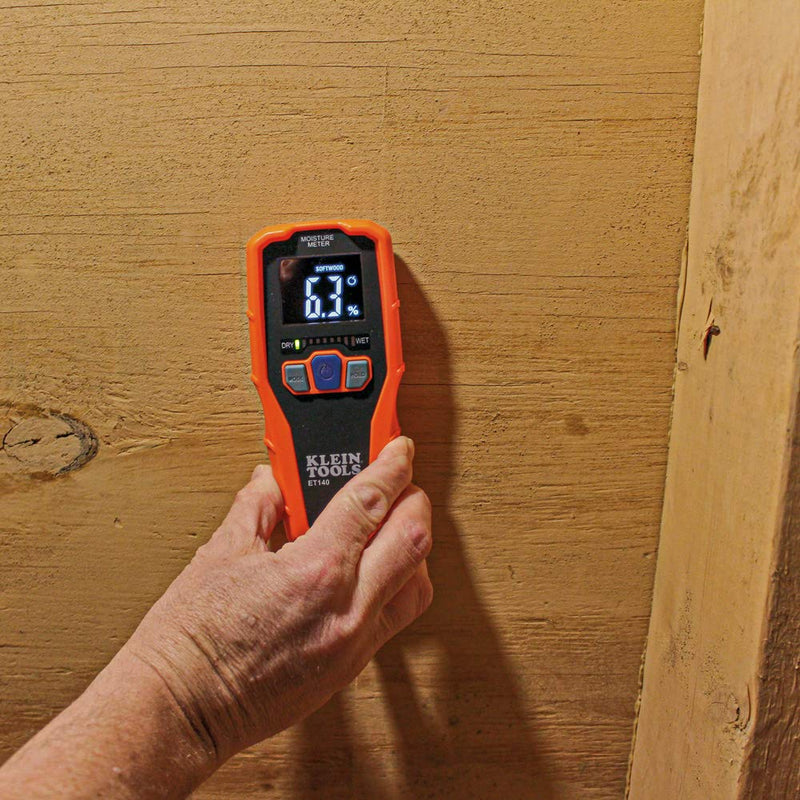 [Australia - AusPower] - Klein Tools ET140 Pinless Moisture Meter for Non-Destructive Moisture Detection in Drywall, Wood, and Masonry; Detects up to 3/4-Inch Below Surface 