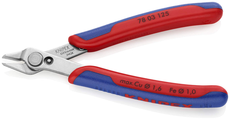 KNIPEX Electronics Super Knips wire cutters, 5-inch INOX steel, multi-component design, for precision cutting of electronic wires.