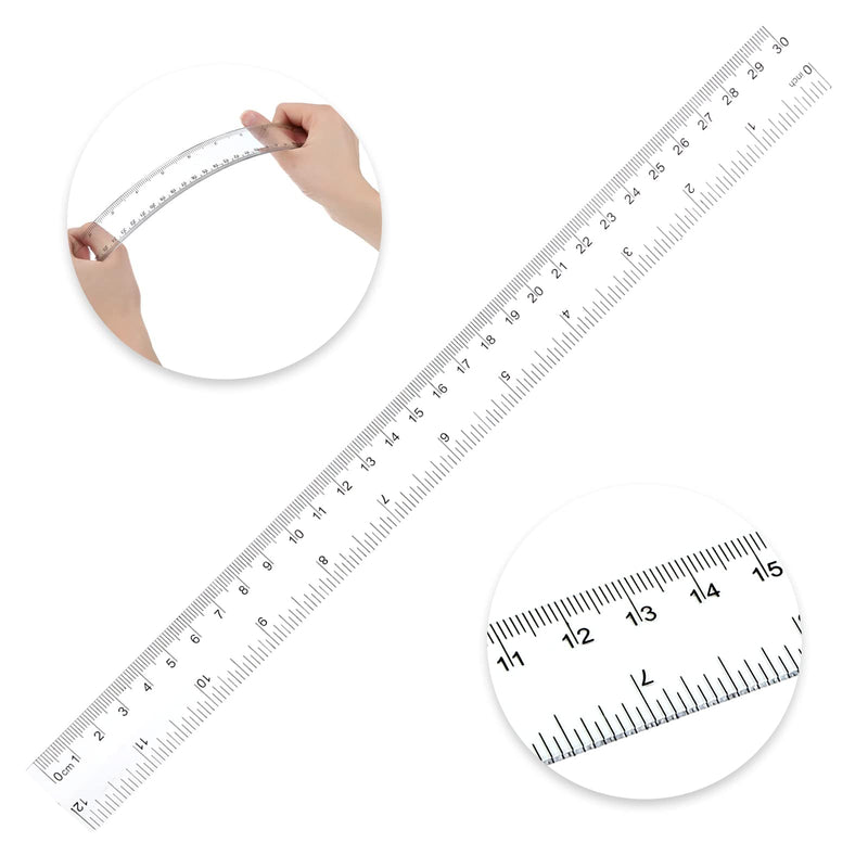 [Australia - AusPower] - 40 PCS Clear Plastic Rulers, Clear Ruler for School, Office, Home, Plastic Ruler Straight Ruler（12inch/30cm） 