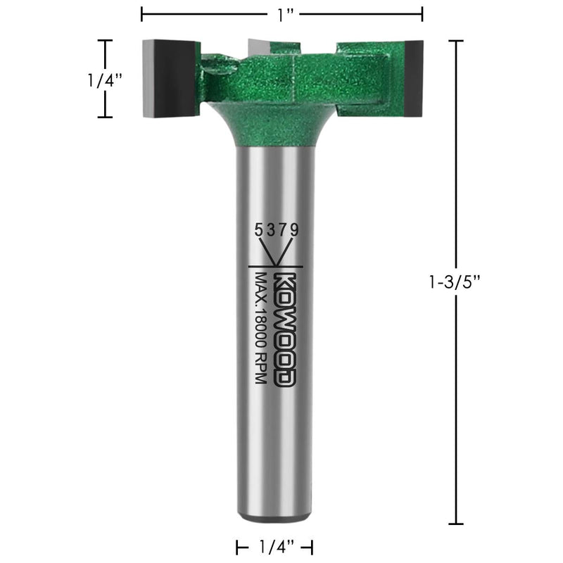 [Australia - AusPower] - KOWOOD PRO CNC Spoilboard Surfacing Router bit, 1/4'' Shank, 1'' Cut Dia, 1/4'' Cut Length, 3 Wings, Professional Woodworking Tools 3 Wings，1'' Cut Dia 