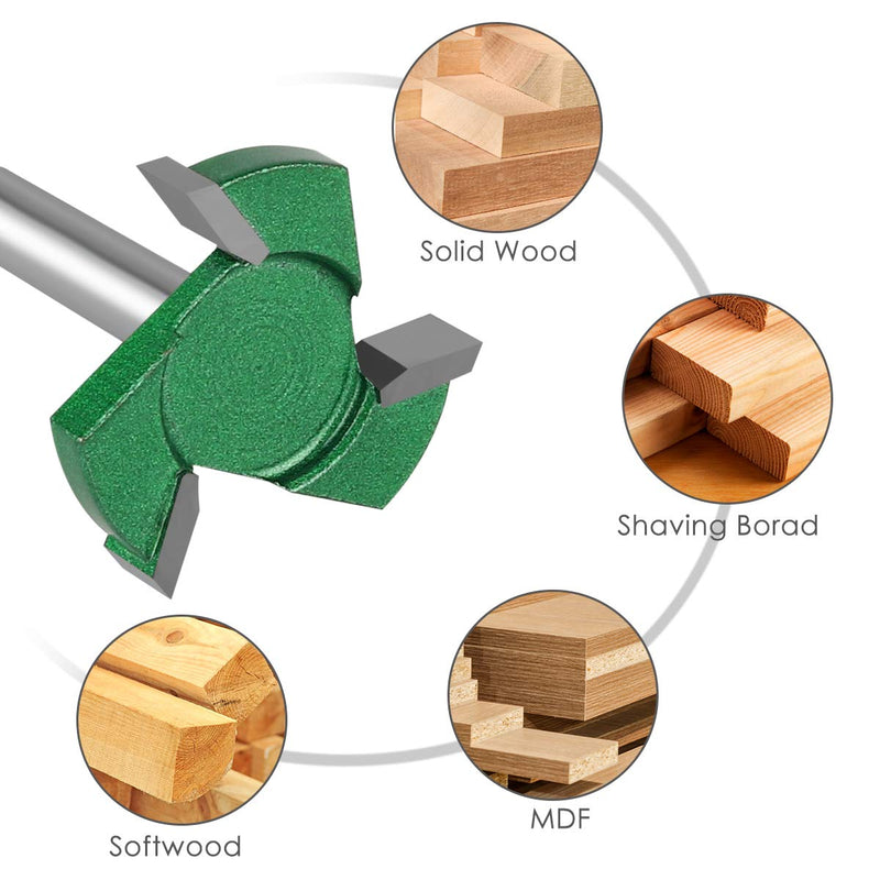 [Australia - AusPower] - KOWOOD PRO CNC Spoilboard Surfacing Router bit, 1/4'' Shank, 1'' Cut Dia, 1/4'' Cut Length, 3 Wings, Professional Woodworking Tools 3 Wings，1'' Cut Dia 
