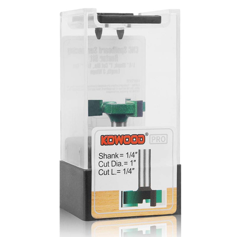 [Australia - AusPower] - KOWOOD PRO CNC Spoilboard Surfacing Router bit, 1/4'' Shank, 1'' Cut Dia, 1/4'' Cut Length, 3 Wings, Professional Woodworking Tools 3 Wings，1'' Cut Dia 