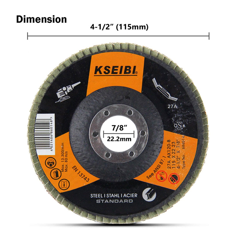 [Australia - AusPower] - KSEIBI Aluminum Oxide 4 1/2 Inch Auto Body Flap Disc Sanding Grinding Wheel 10 Pack (120 Grit) 120 Grit 