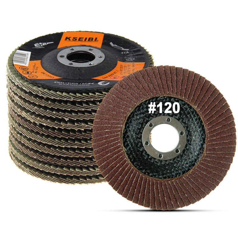 [Australia - AusPower] - KSEIBI Aluminum Oxide 4 1/2 Inch Auto Body Flap Disc Sanding Grinding Wheel 10 Pack (120 Grit) 120 Grit 