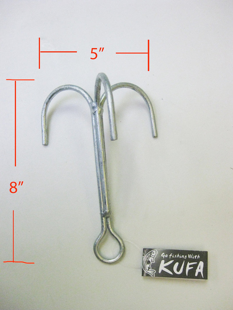 KUFA galvanized steel grapple hooks for docking and anchoring, 8 inches high and 5 inches wide, durable marine equipment