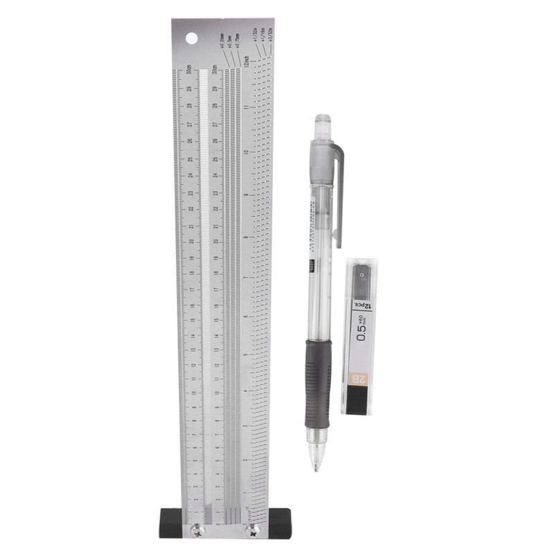 [Australia - AusPower] - Ultra Precision Marking Ruler Scribing Ruler Woodworking Scriber T-Type Ruler,Anti‑Rust,Stainless Steel Woodworking Scribing Ruler Gauging Tool Hole Positioning Scribing Gauge(12in) 