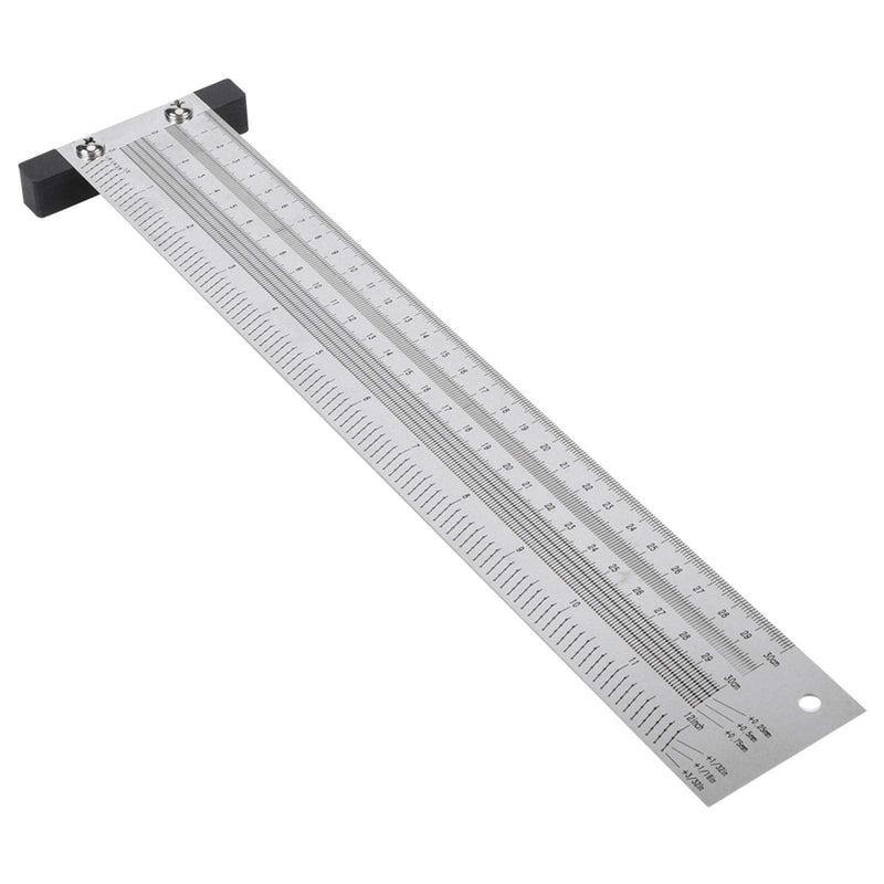 [Australia - AusPower] - Ultra Precision Marking Ruler Scribing Ruler Woodworking Scriber T-Type Ruler,Anti‑Rust,Stainless Steel Woodworking Scribing Ruler Gauging Tool Hole Positioning Scribing Gauge(12in) 
