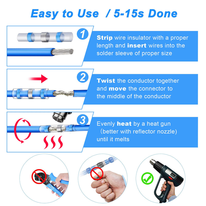 [Australia - AusPower] - Kuject 120PCS Solder Seal Wire Connectors, Self-Solder Heat Shrink Butt Connector Solder Sleeve Waterproof Insulated Electrical Butt Splice Wire Terminals for Marine Automotive Boat Truck Wire Joint 