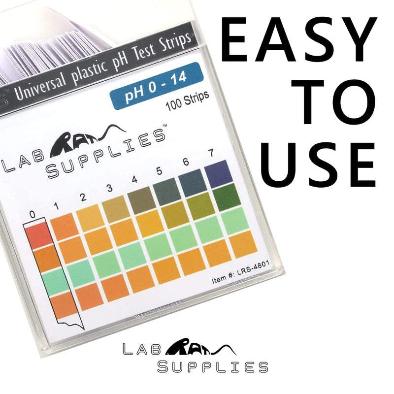 [Australia - AusPower] - Plastic pH Test Strips, Universal Application (pH 0-14), 100 Strips | Saliva | Soap | Urine | Food | Liquids | Water with Soil Testing | Lab Monitoring 100 Count (Pack of 1) 