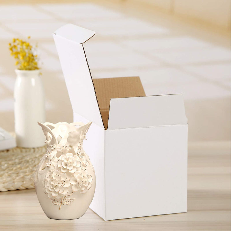 [Australia - AusPower] - Lainrrew 12 Pcs Shipping Boxes, 4x4x4Inches White Kraft Corrugated Cardboard Boxes Small Mailing Boxes Recyclable Cardboard Box Cube for Shipping and Packing (4x4x4") 4x4x4" 