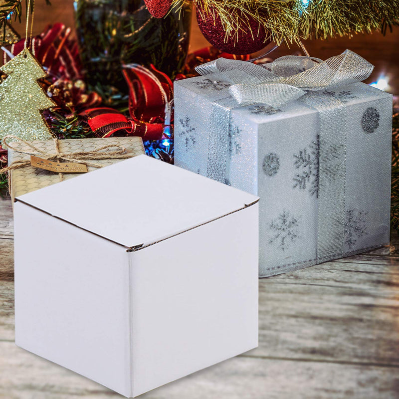 [Australia - AusPower] - Lainrrew 12 Pcs Shipping Boxes, 4x4x4Inches White Kraft Corrugated Cardboard Boxes Small Mailing Boxes Recyclable Cardboard Box Cube for Shipping and Packing (4x4x4") 4x4x4" 