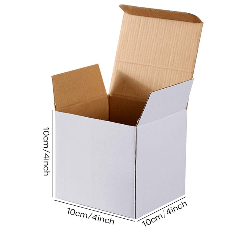[Australia - AusPower] - Lainrrew 12 Pcs Shipping Boxes, 4x4x4Inches White Kraft Corrugated Cardboard Boxes Small Mailing Boxes Recyclable Cardboard Box Cube for Shipping and Packing (4x4x4") 4x4x4" 